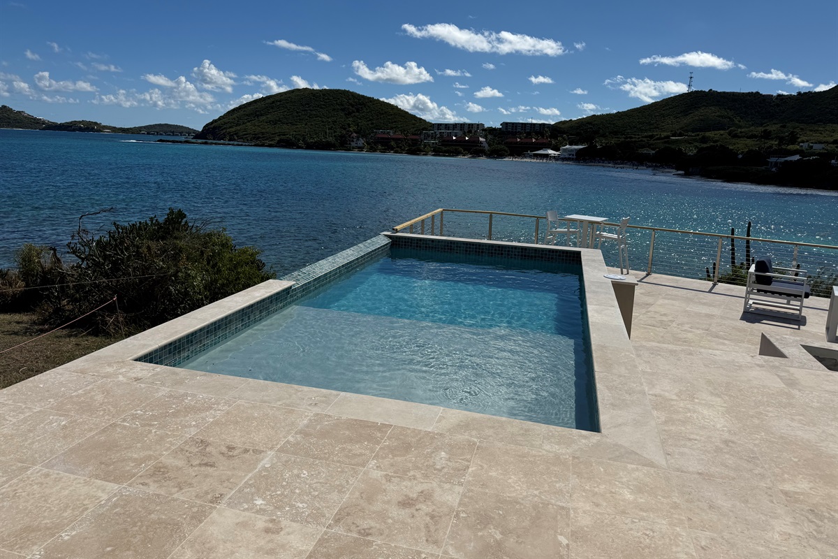 Newly added pool over looks the Caribbean Sea