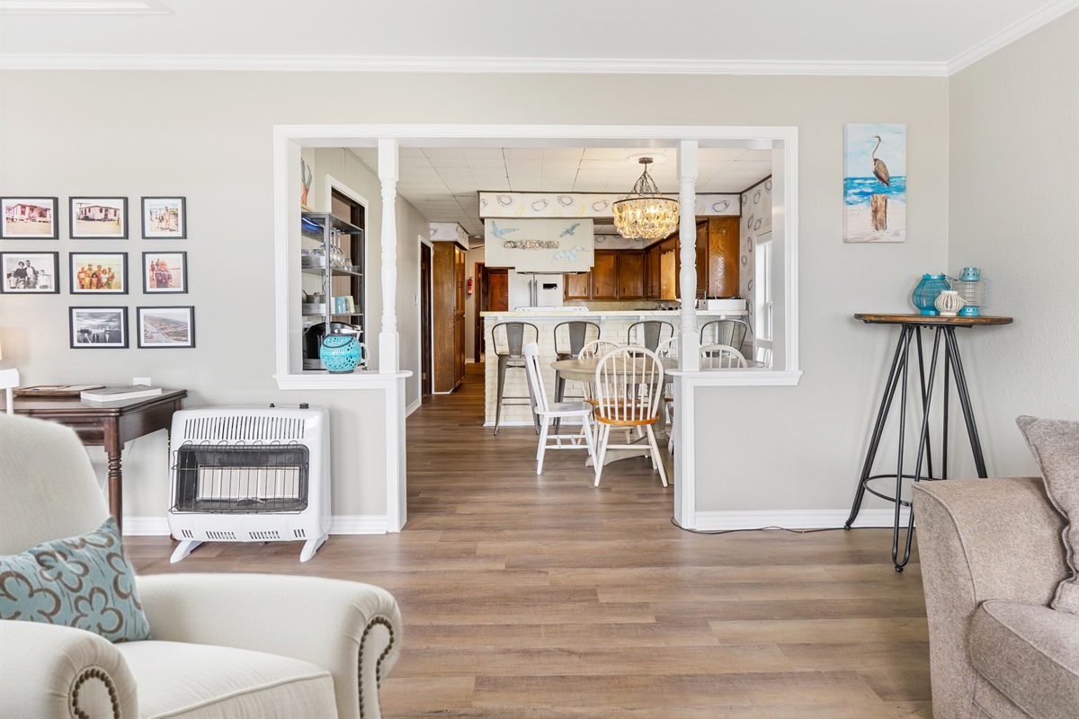 living room into dining room