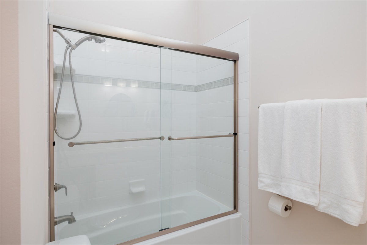Large Enclosed shower for cleaning up after a day at the beach!