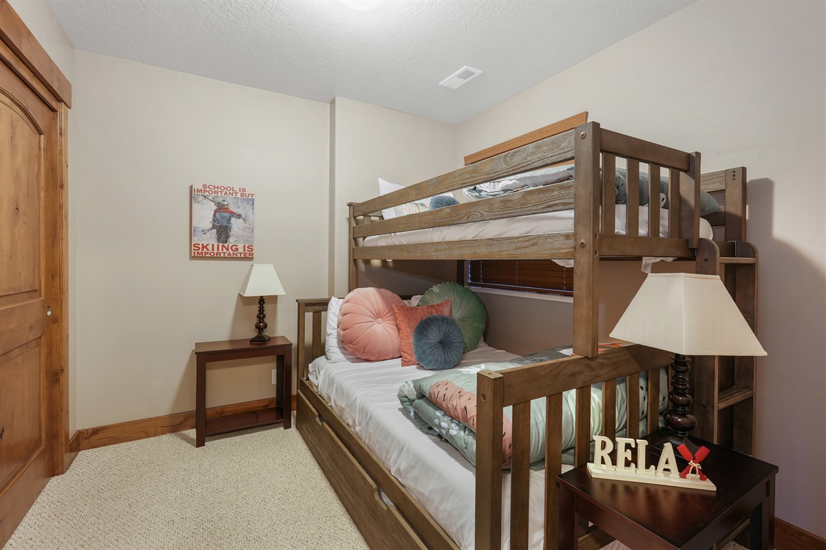 A fun bunk room perfect for kids or extra guests—great for family stays and group trips.