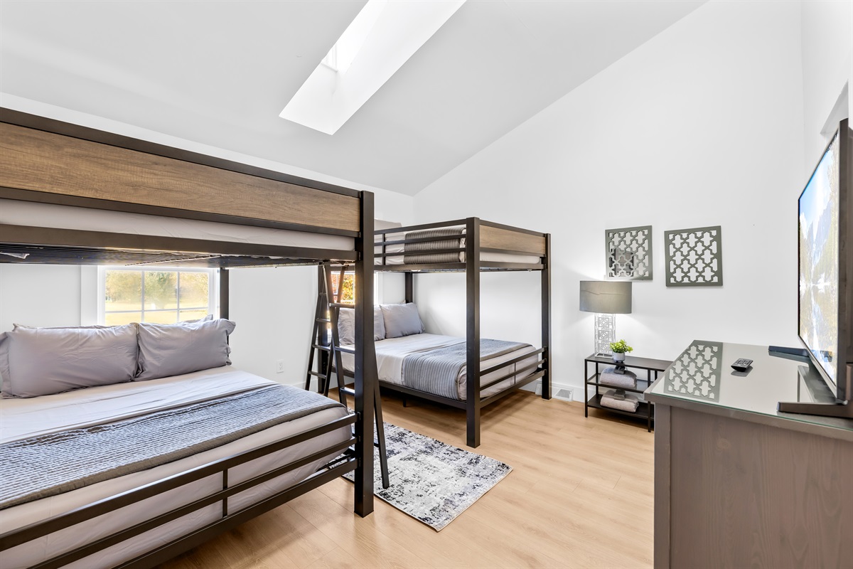 Bunk room designed for kids and families—fun and functional.