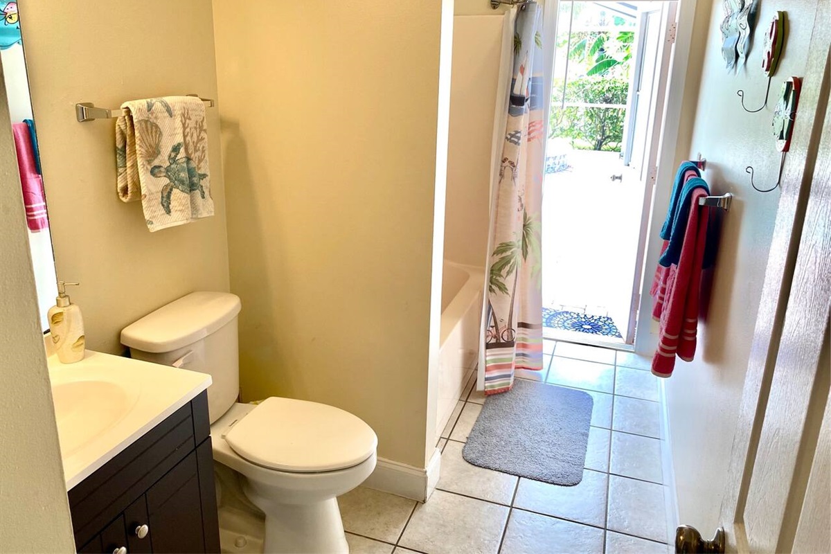 Villa Marion- Guest bathroom with pool area access