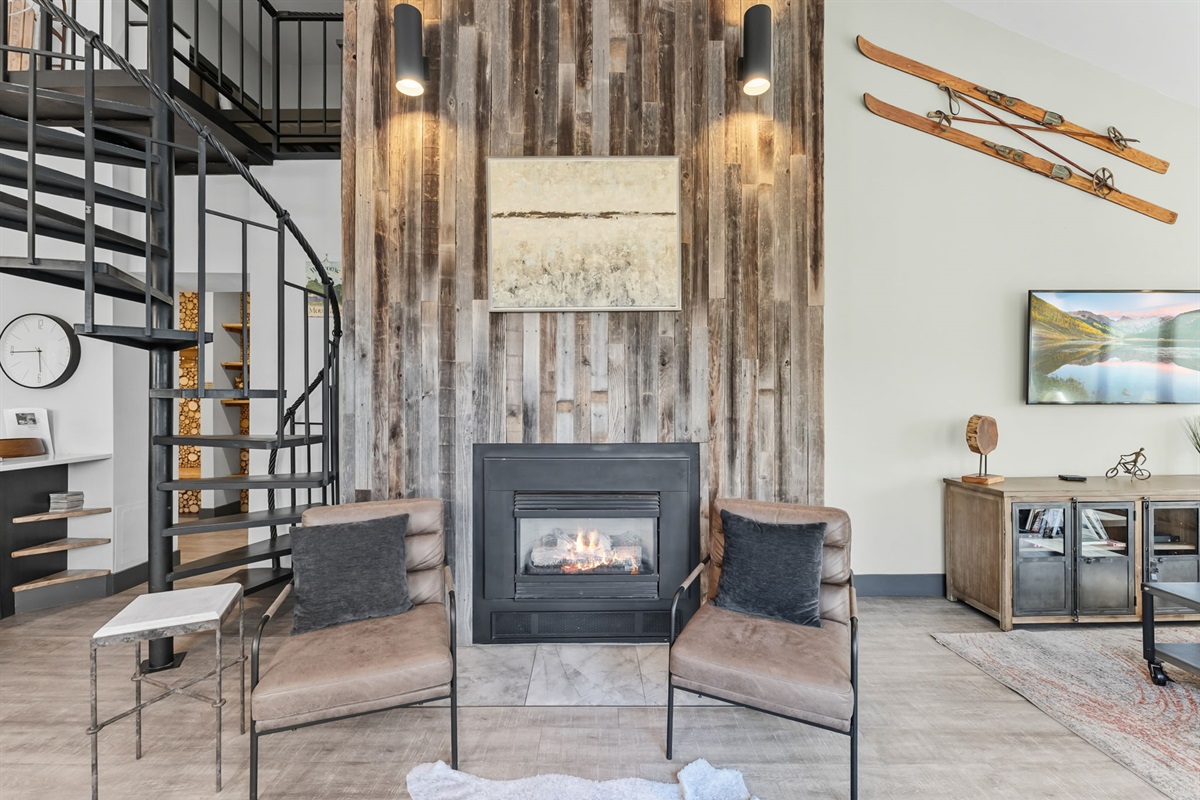 Living area, main level, fireplace