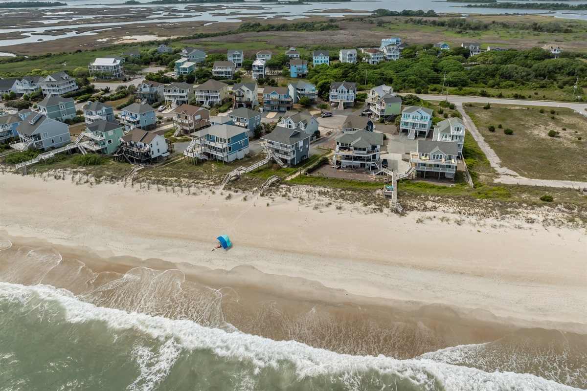 Coastal homes line the shore