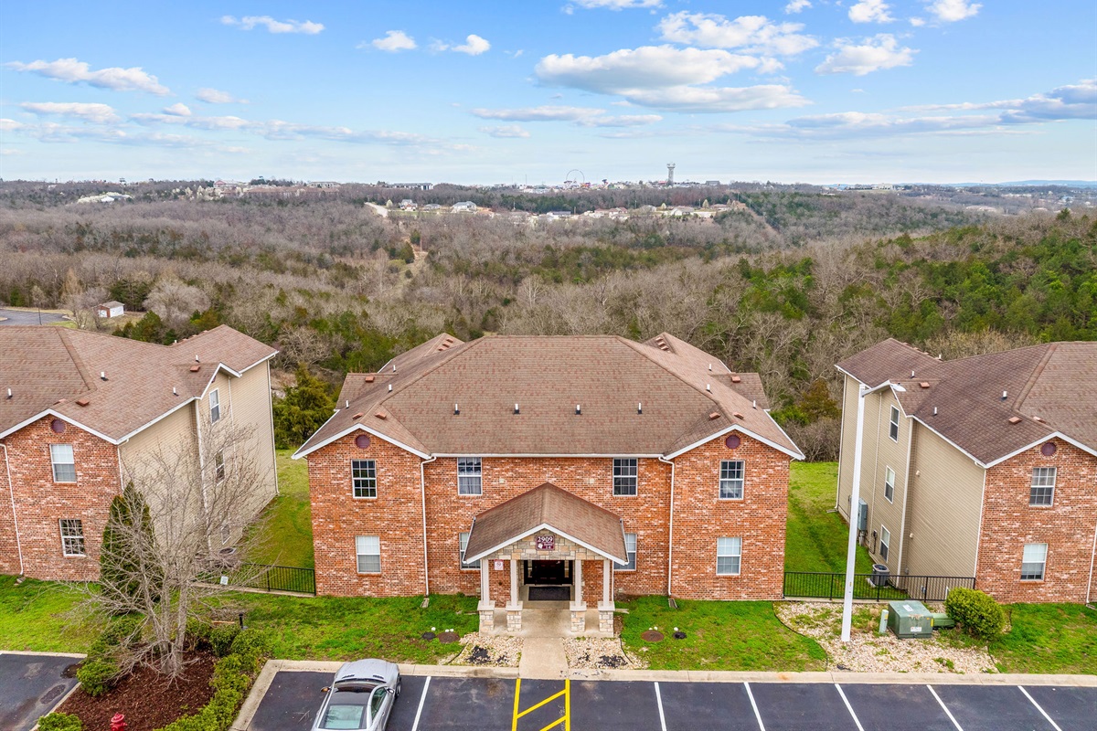 Front building view overlooking the valley