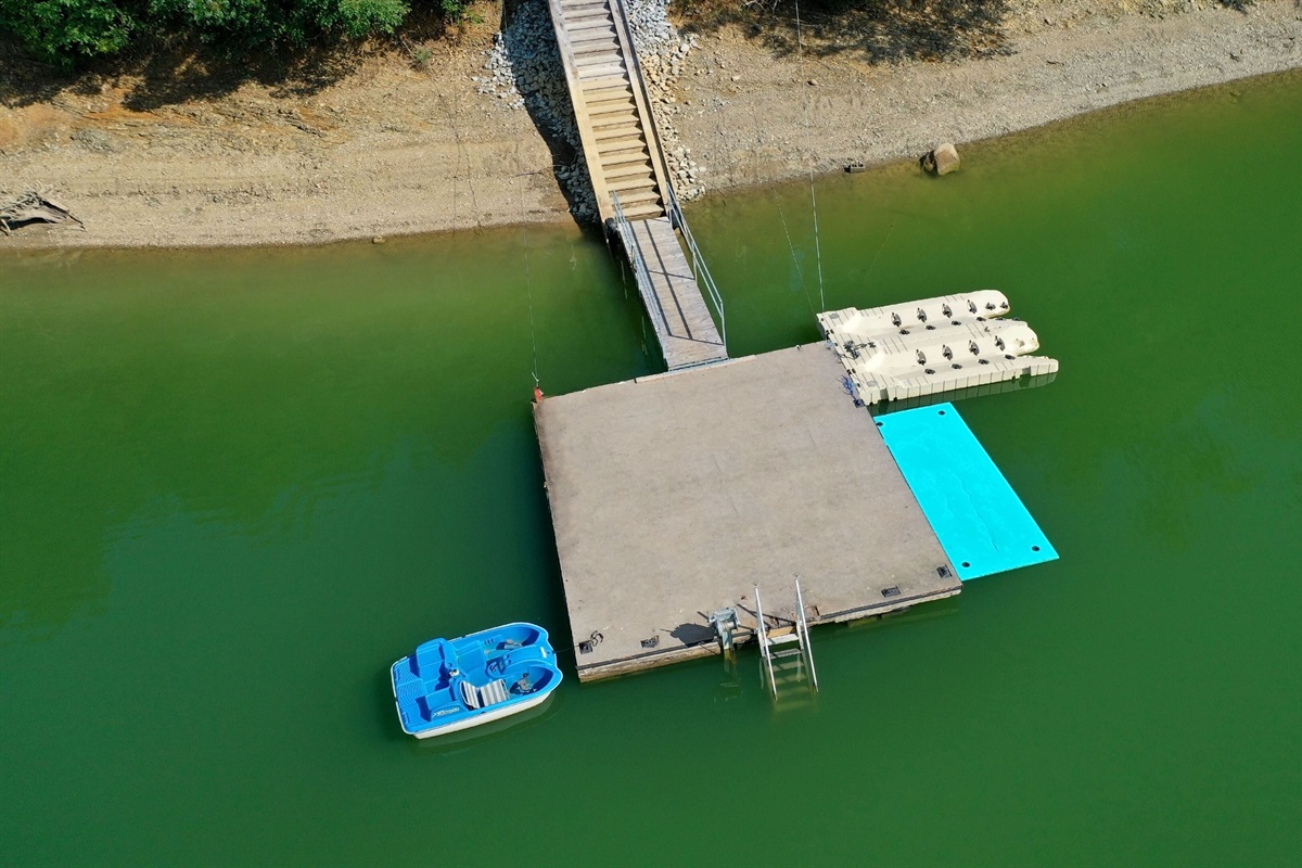 Dock to tie the boat up, jet ski launches and Paddleboat