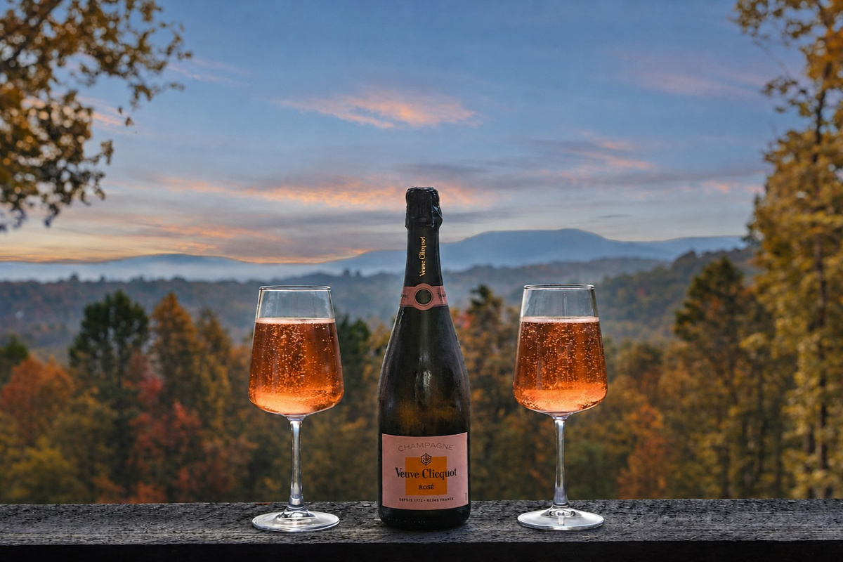 This is why they are called the Blue Ridge Mountains. Let's toast to that!