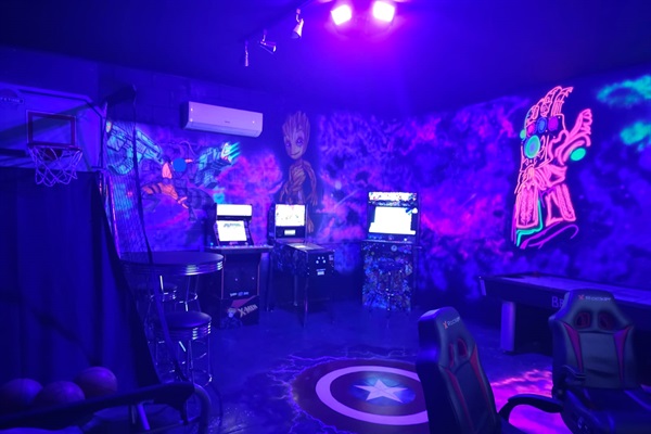 Avengers themed gameroom - fun for everyone