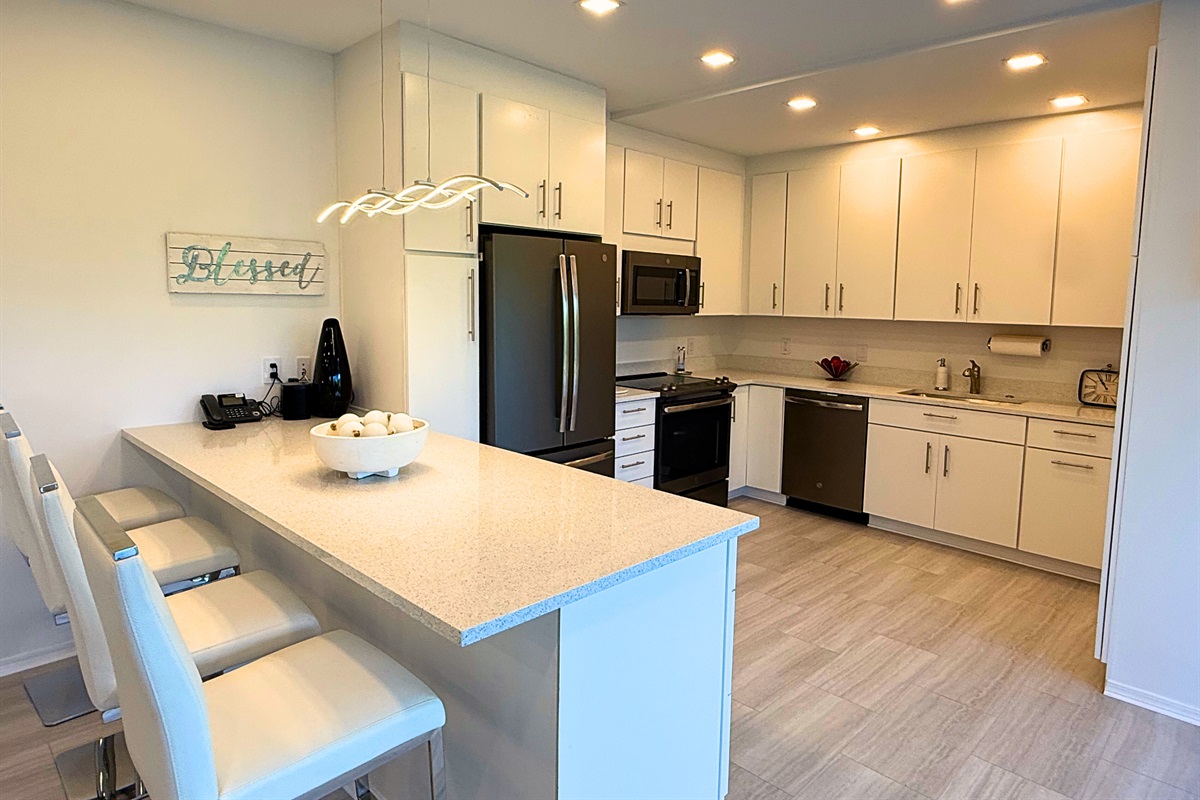 The kitchen is fully stocked