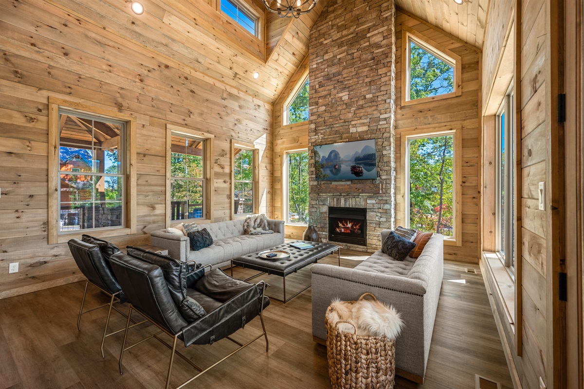 An open and airy living room. 