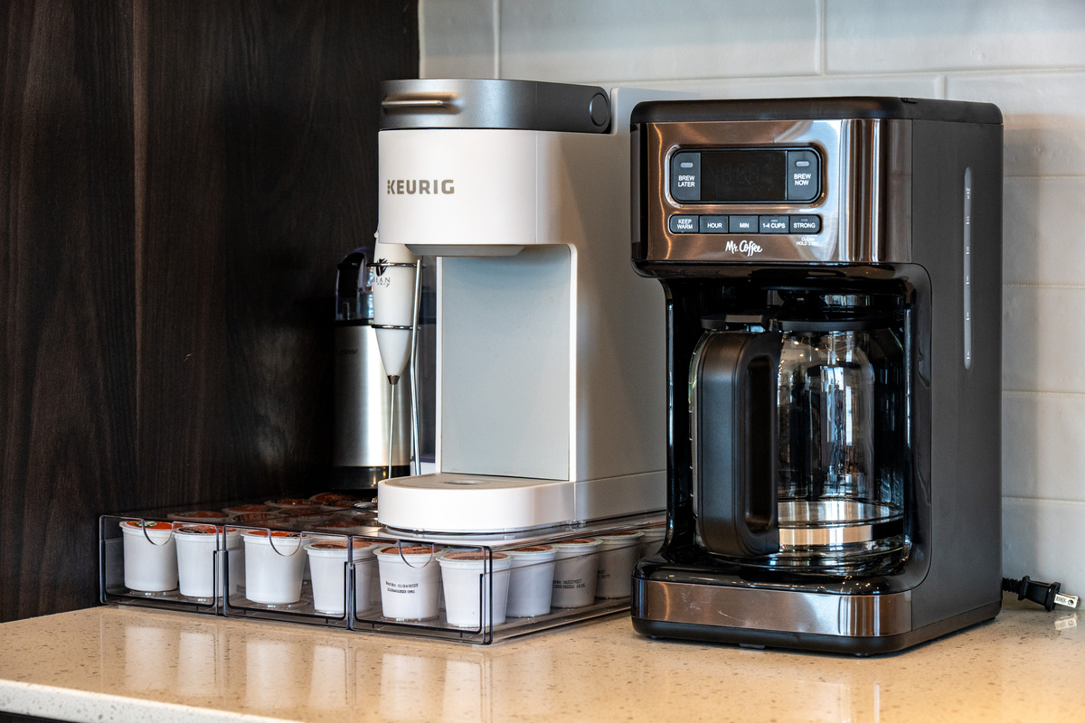 Coffee lovers will appreciate the dedicated beverage station with both a Keurig and traditional drip coffee maker to start every adventure right.