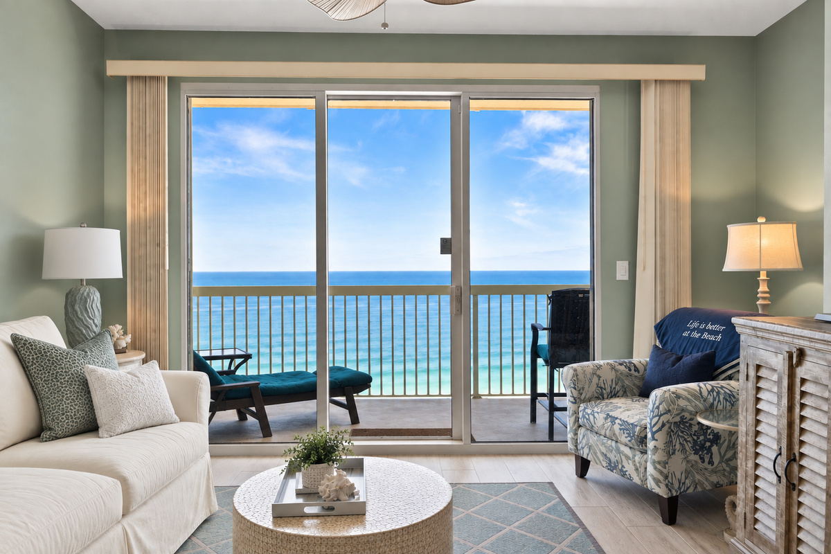 The view from your Living room, Dining and Kitchen area