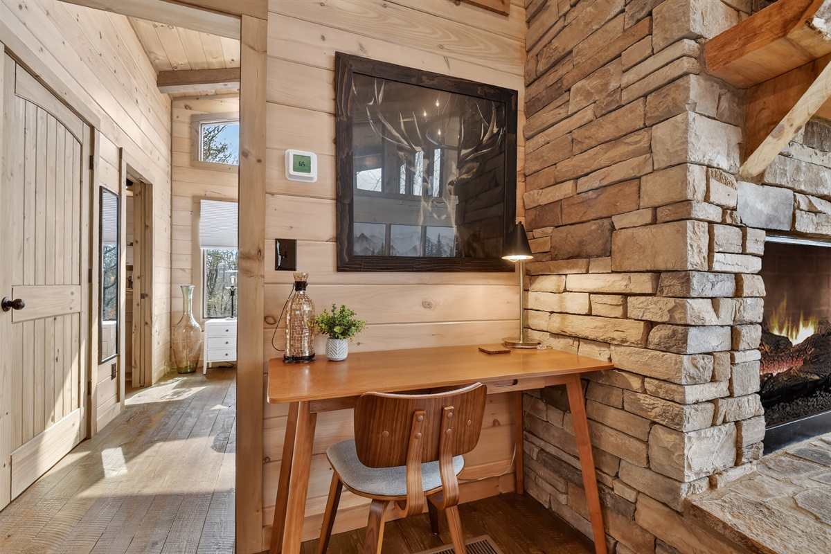 Work station in living room area