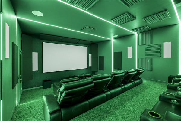 Custom theater room located on the main level.