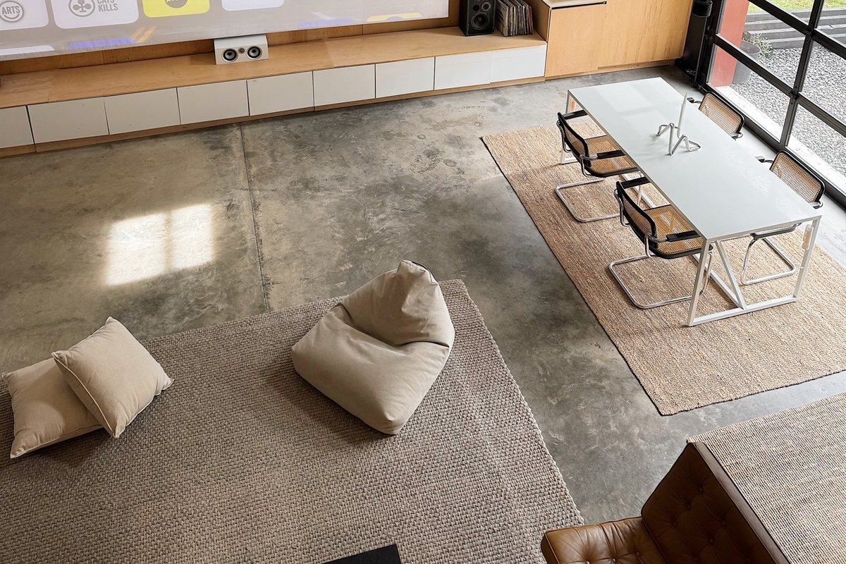 Living and dining, from the upstairs bedroom.