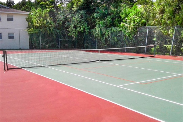 A netted court for either tennis or pickleball.