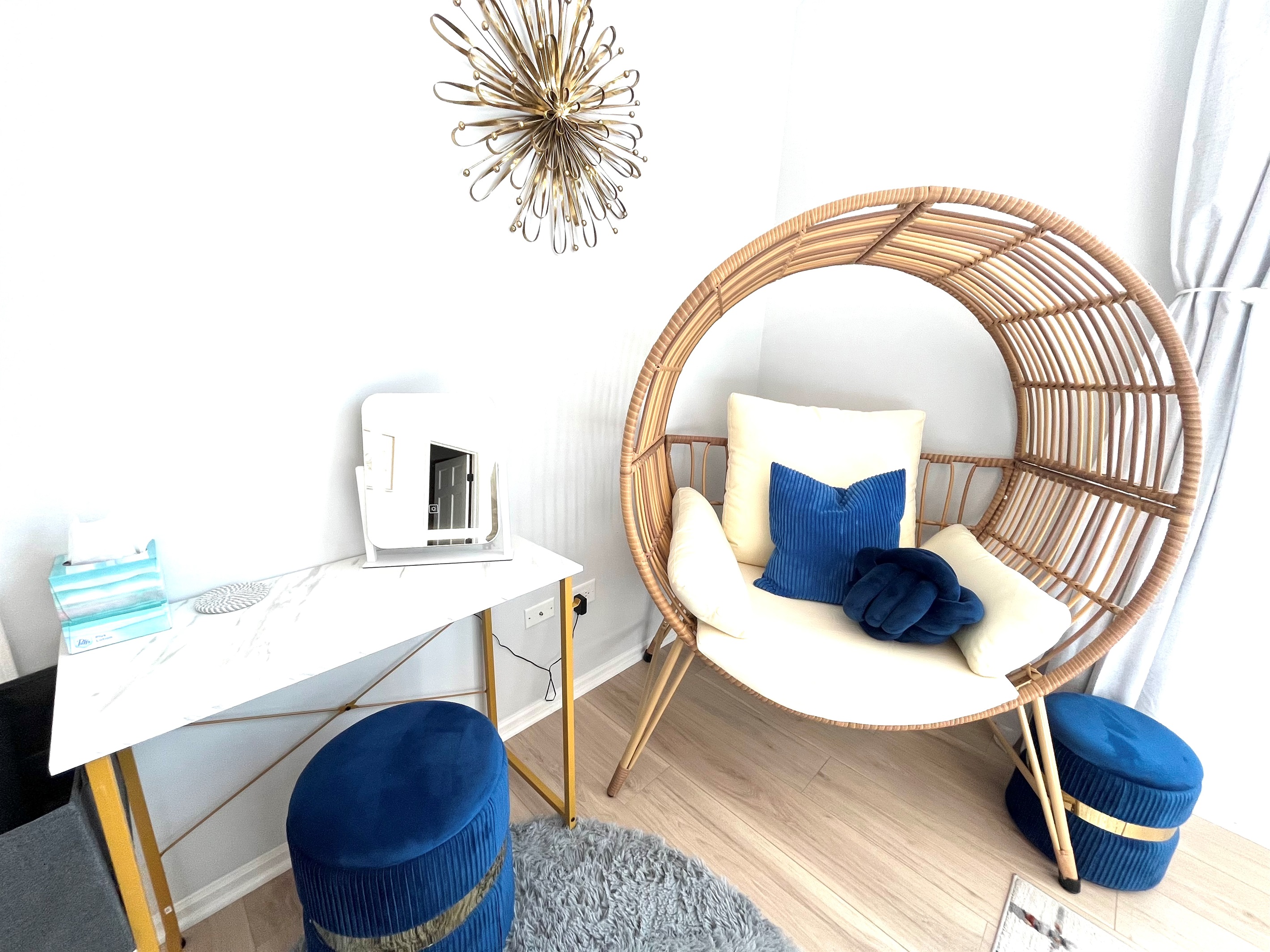 Make up table and egg chair