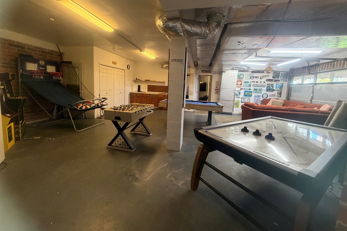 Air hockey table, foosball, arcades, pool table....
