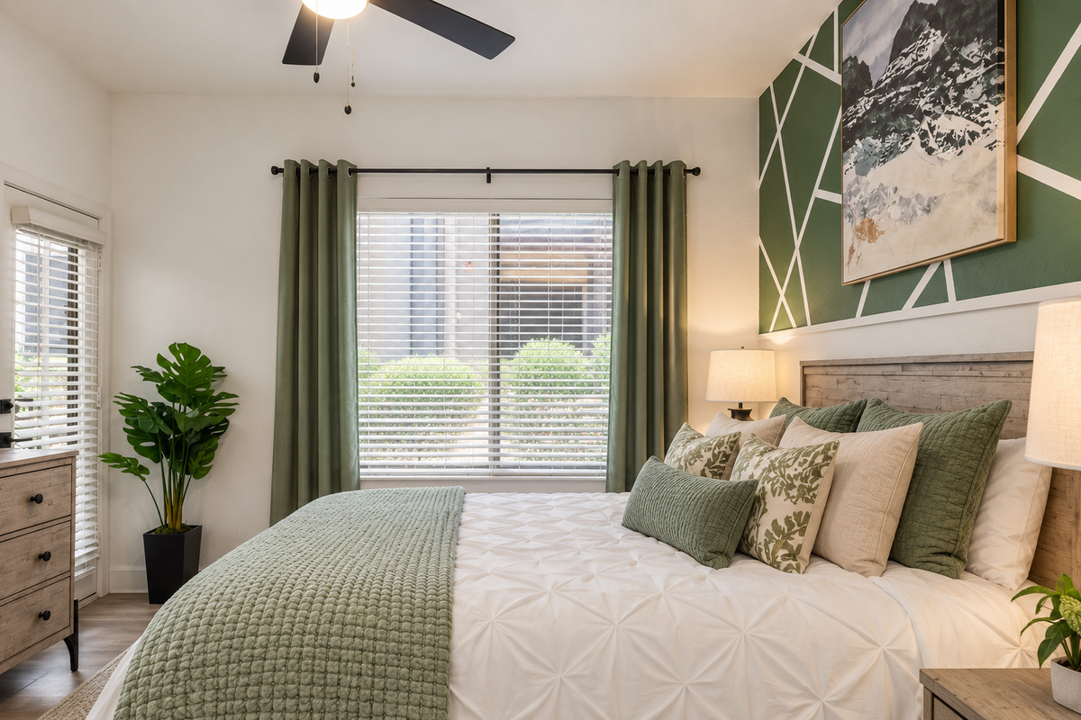 Soft textures and cozy vibes throughout the room.
