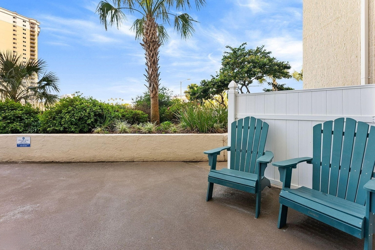 Private patio with seating