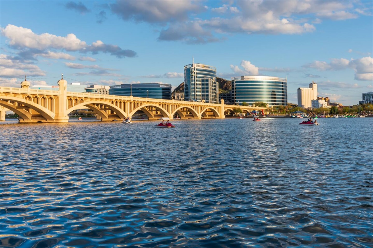 Tempe Town Lake, with its festivals & water recreation, is just 13 min away by car! You can rent boats, bikes, kayaks, & paddle boards!https://boats4rent.com/tempe-az/tempe-town/Check out the area, including the nightlife on Mill Avenue