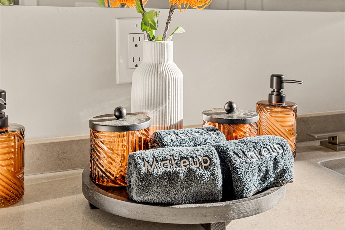 Small, thoughtful touches - like makeup towels and curated essentials - add comfort and make settling in easy.