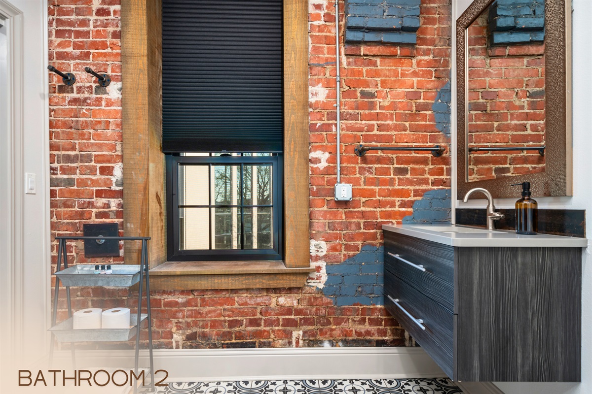[Bathroom 2] Brick Accent Wall in the Bathroom