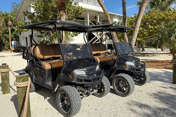 Explore North Captiva Island in style with two of your very own top of the line golf carts