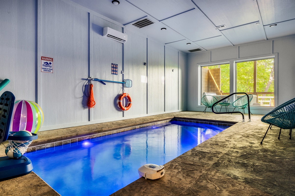 Spacious indoor heated pool perfect for year round enjoyment