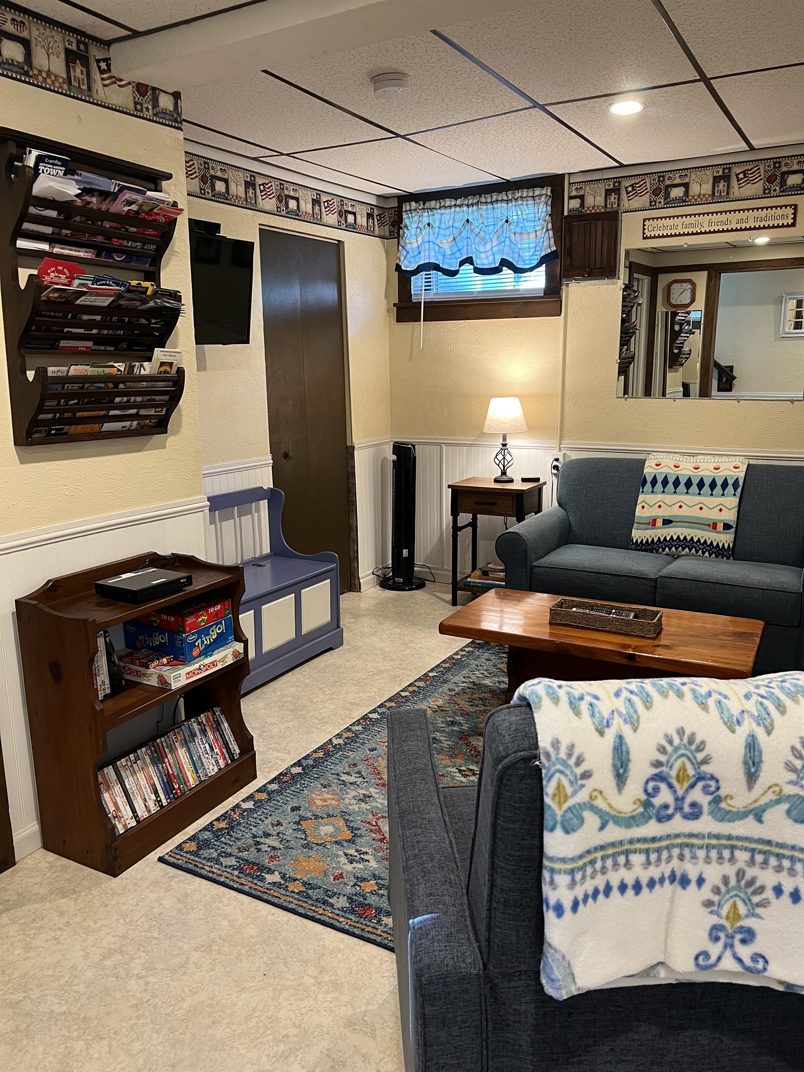 Lower Level Playroom with sleeper sofa