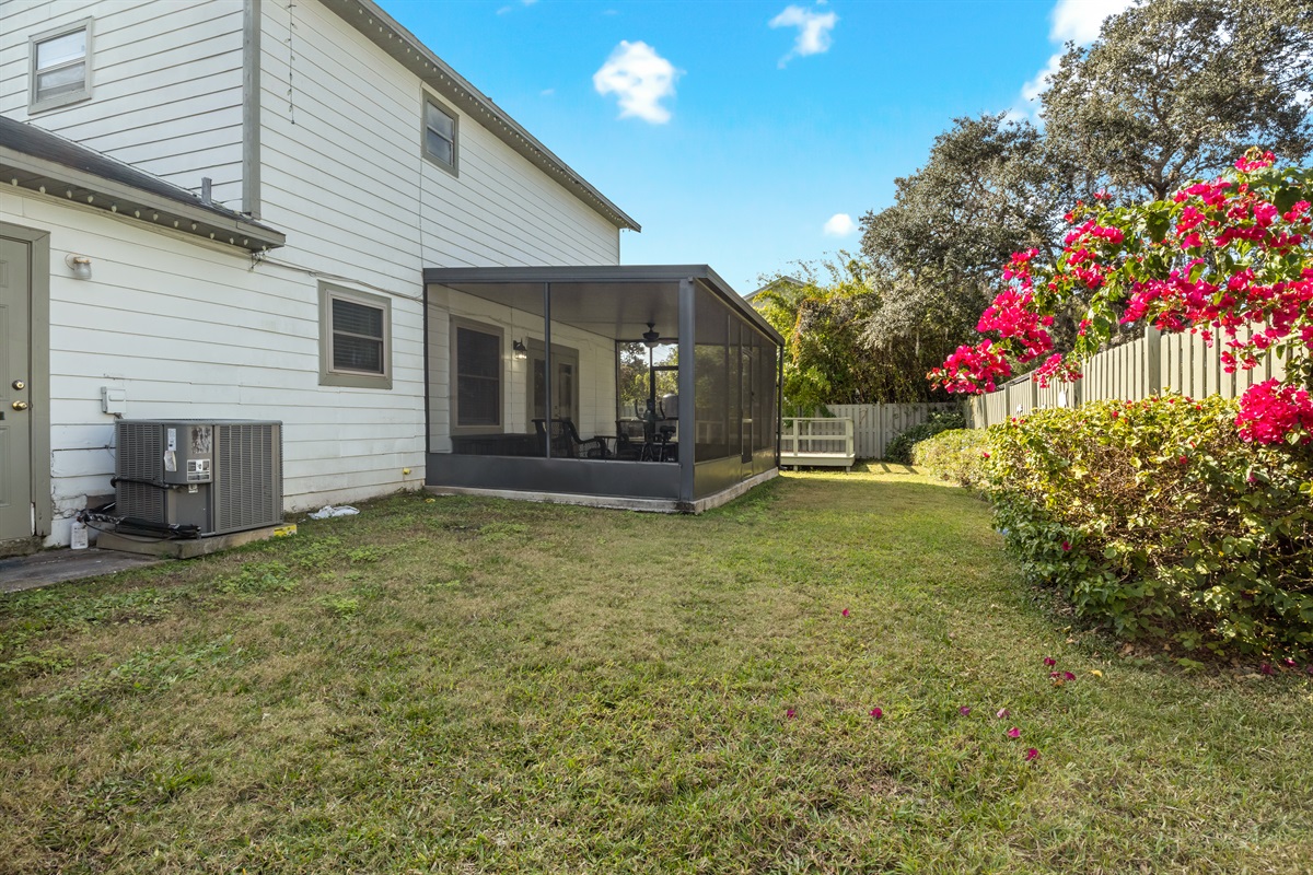 Privacy fenced in backyard.