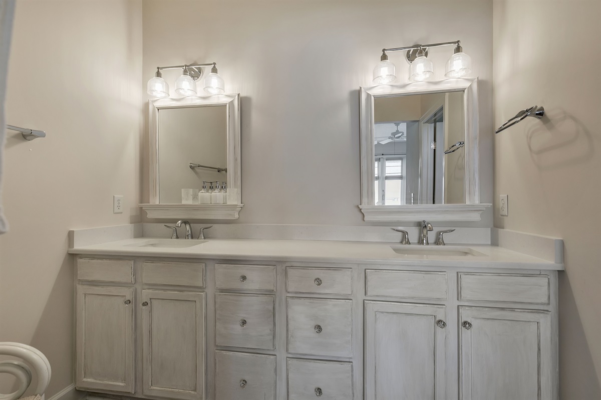 Private master bath with double vanity 
