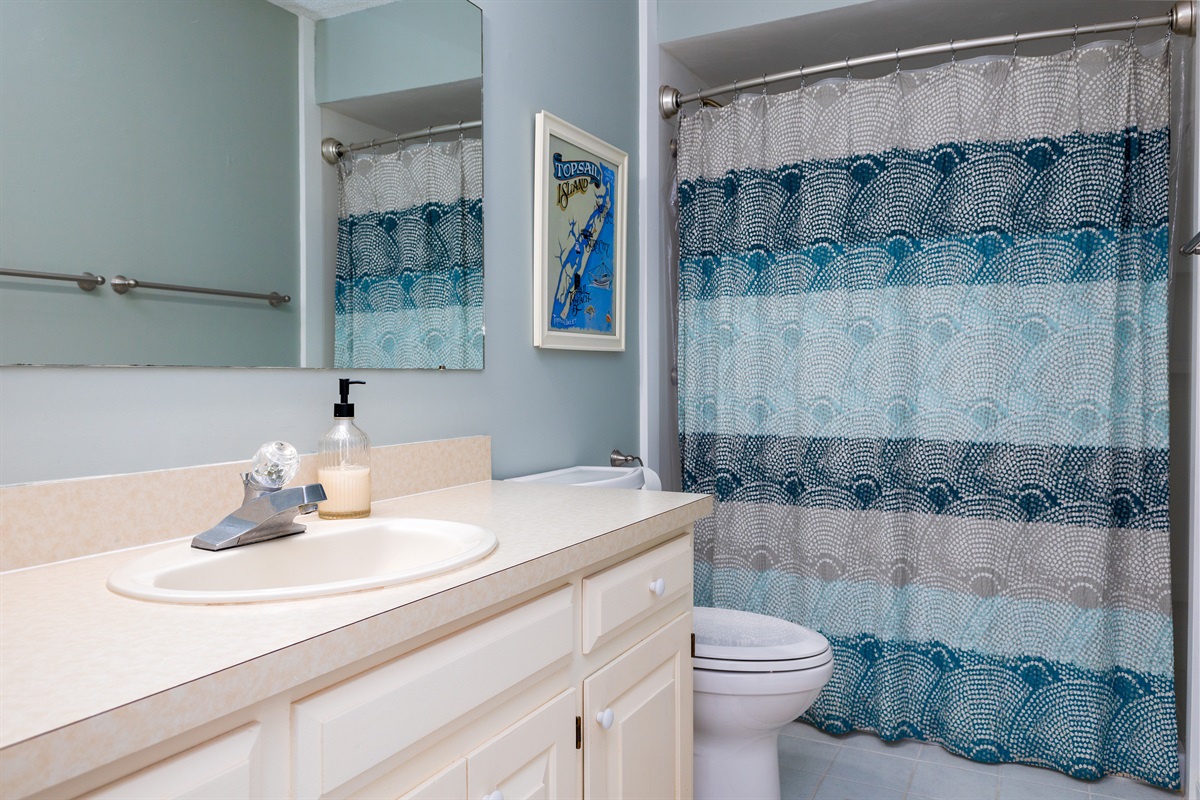 Master bathroom with bright decor
