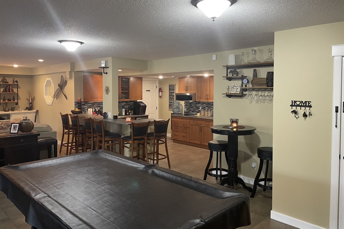 Pool table and games room.