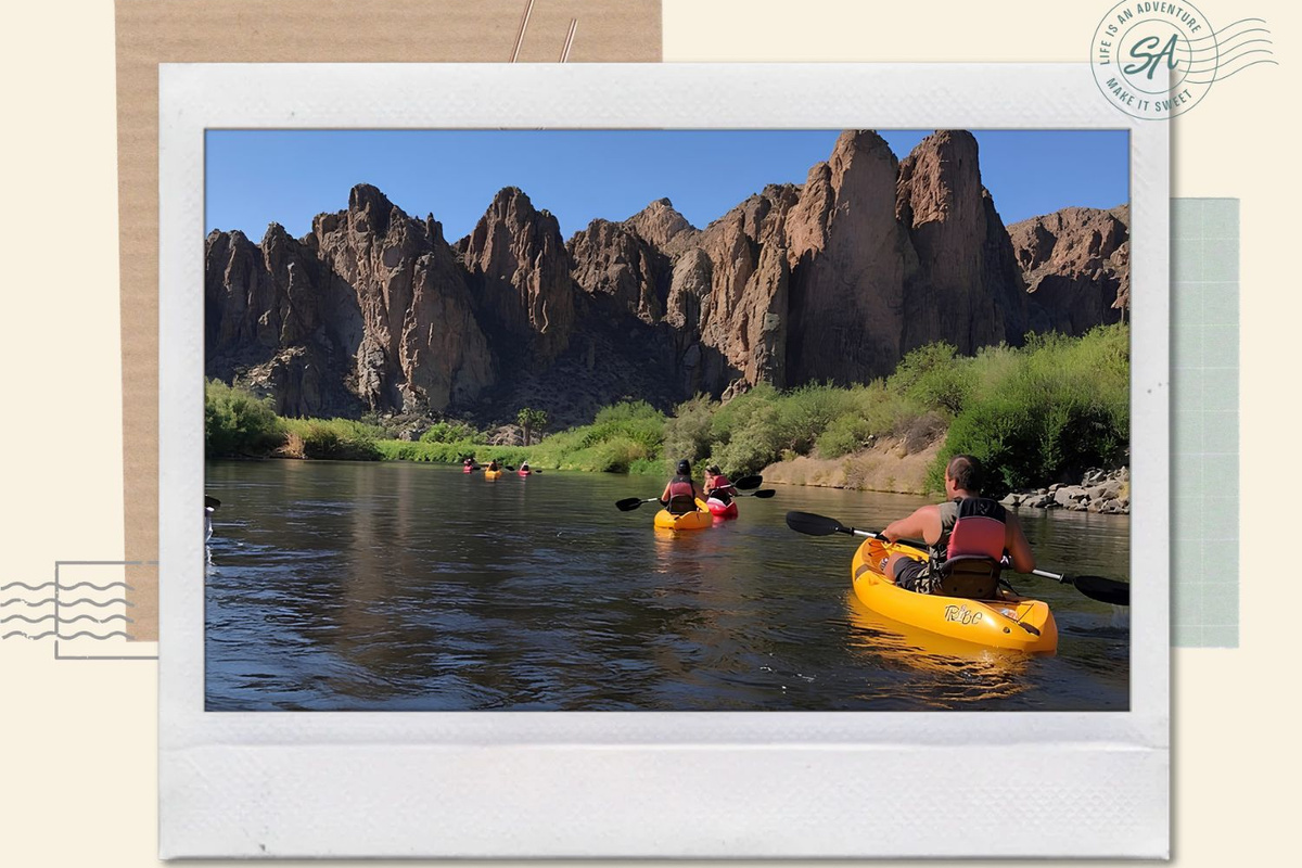 Kayaking the Salt River Foxtail Trip.
Paddle the Lower Salt River past saguaros and red
rock cliffs, and keep an eye out for the wild horses
that often wade along the banks. A true Arizona
morning.
The house is just 33 minutes away from the attraction.