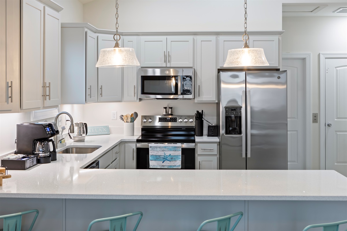 Enjoy breakfast and coffee at the counter bar