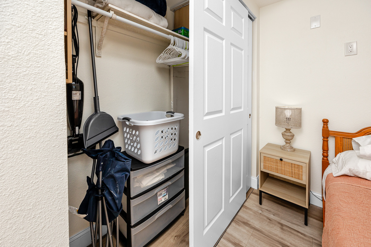 Cleaning supplies in closet