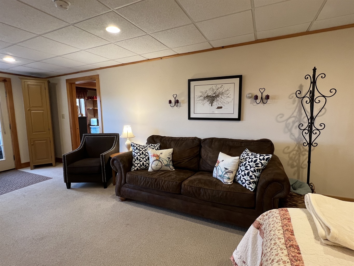 Comfy seating in studio living area
