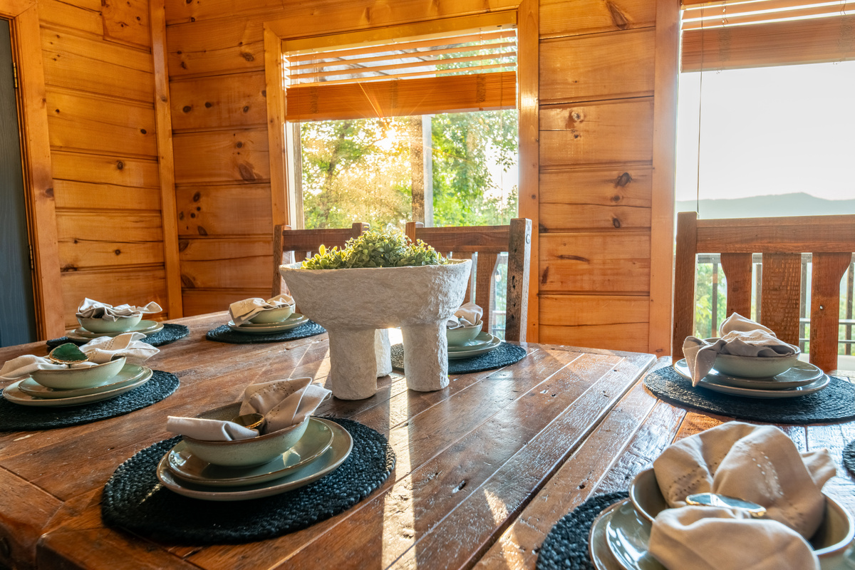 Morning breakfast and sunset dinners at this dining table