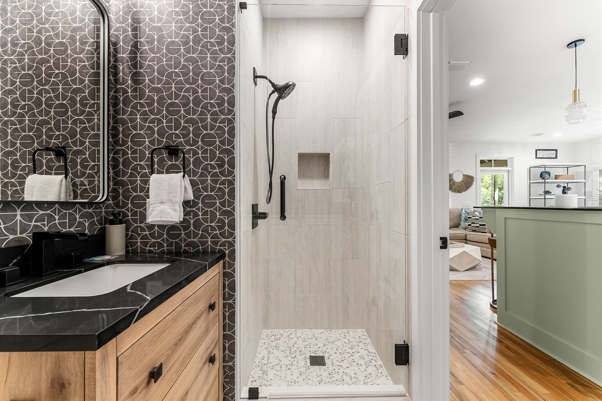 Bathroom close to kitchen area