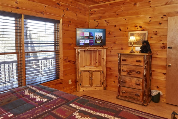 Roku Smart TV and dresser in the basement bedroom.