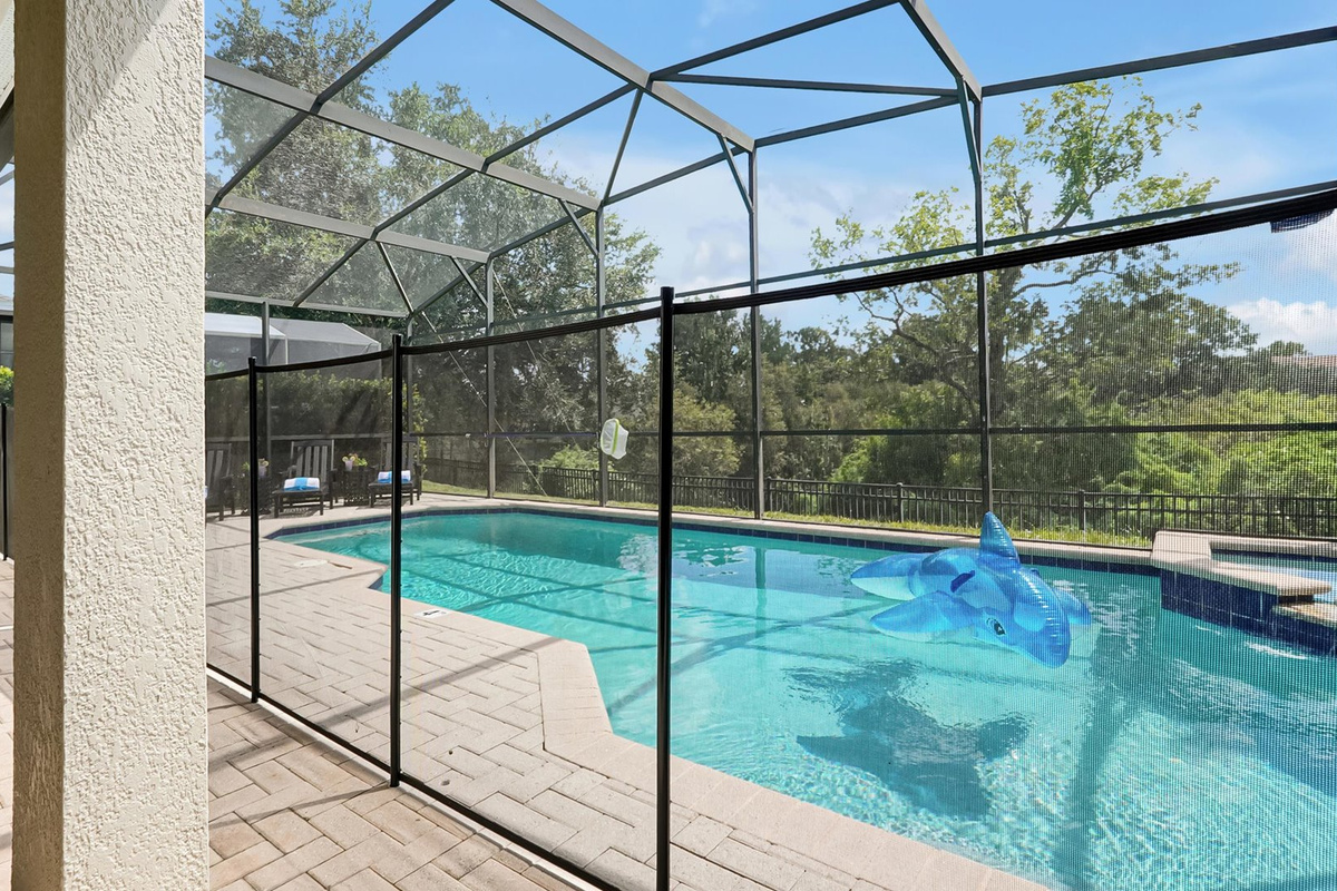 Pool Safety Fence: A removable child-safety fence is provided for added peace of mind around the private pool.