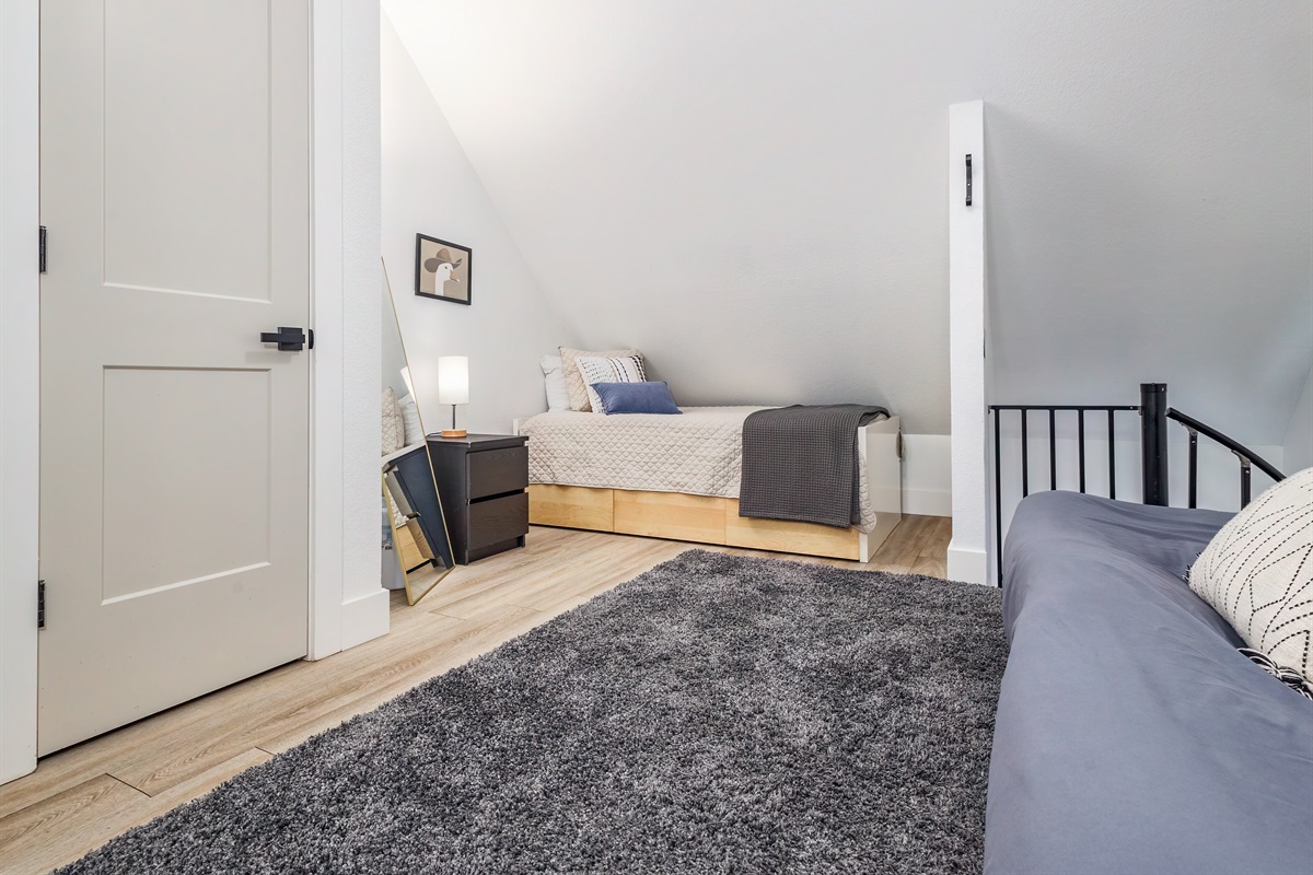 Spacious closet, comfy beds, and a full-length mirror for your convenience and comfort.