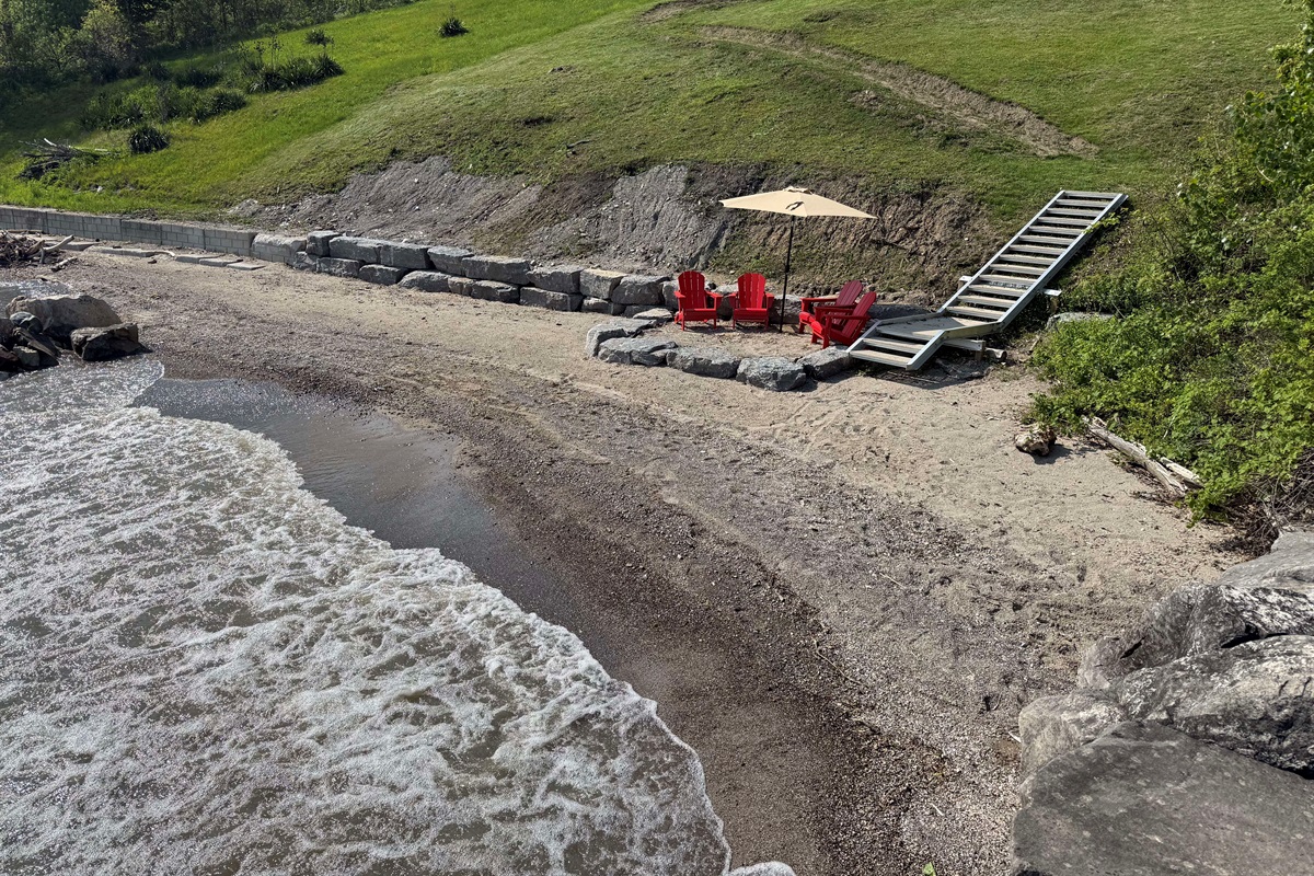 Stairs and winding path down to the private beach.