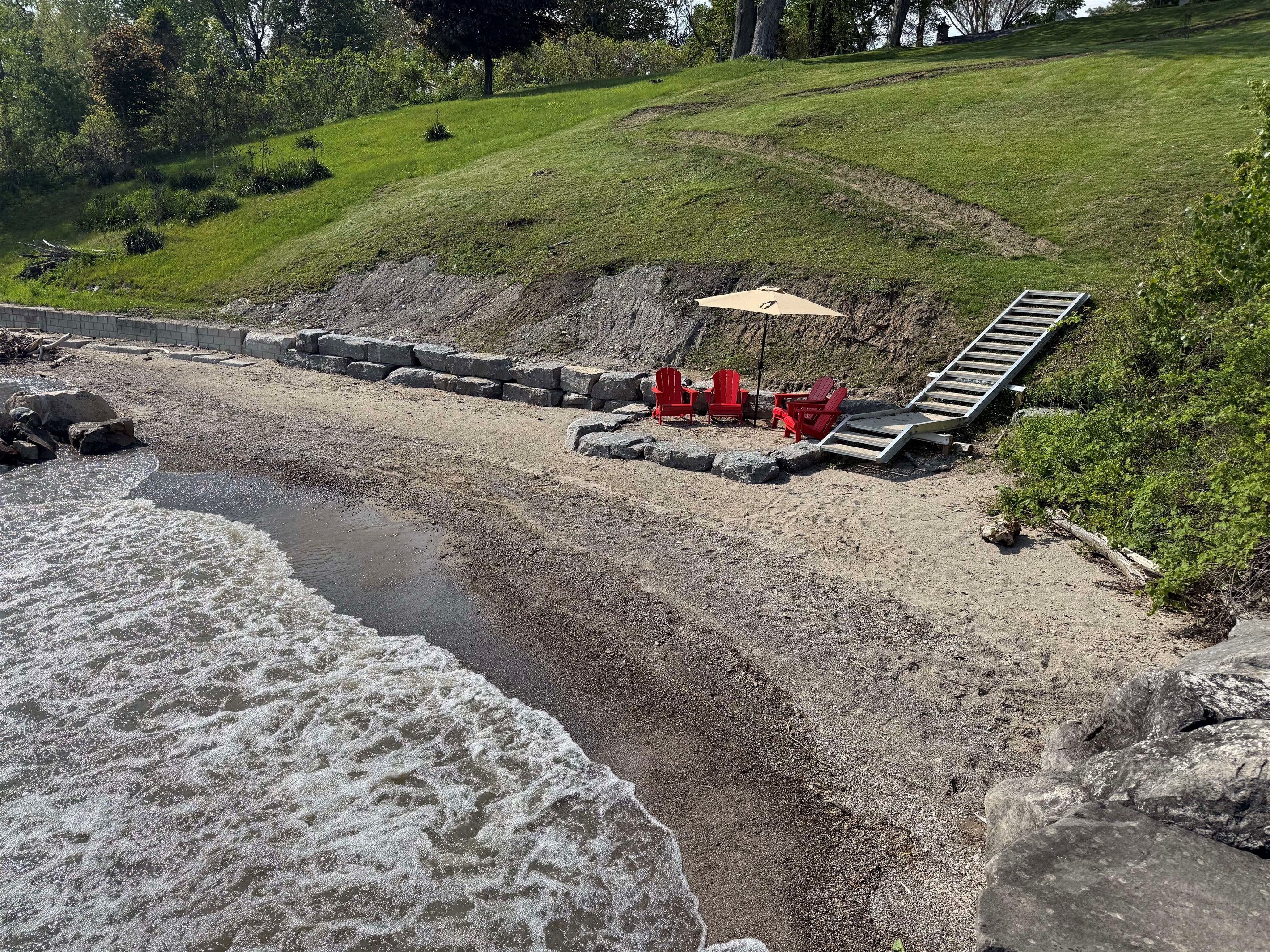 Stairs and winding path down to the private beach.