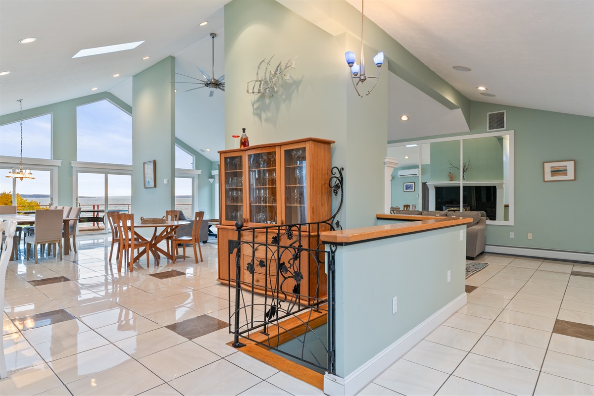 Gated stairway entry to the lower level