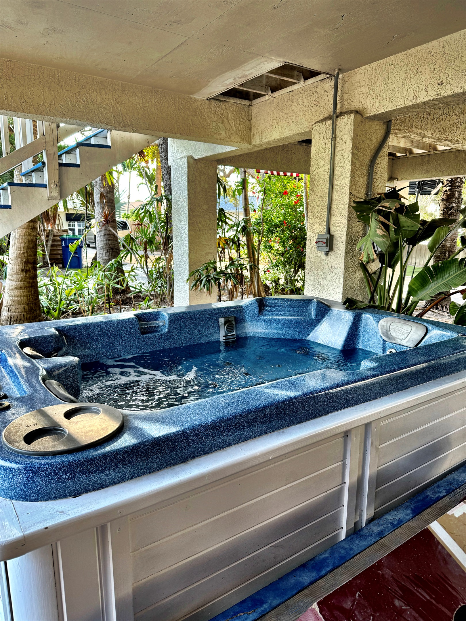 Relax with the warm, bubbly spa waters