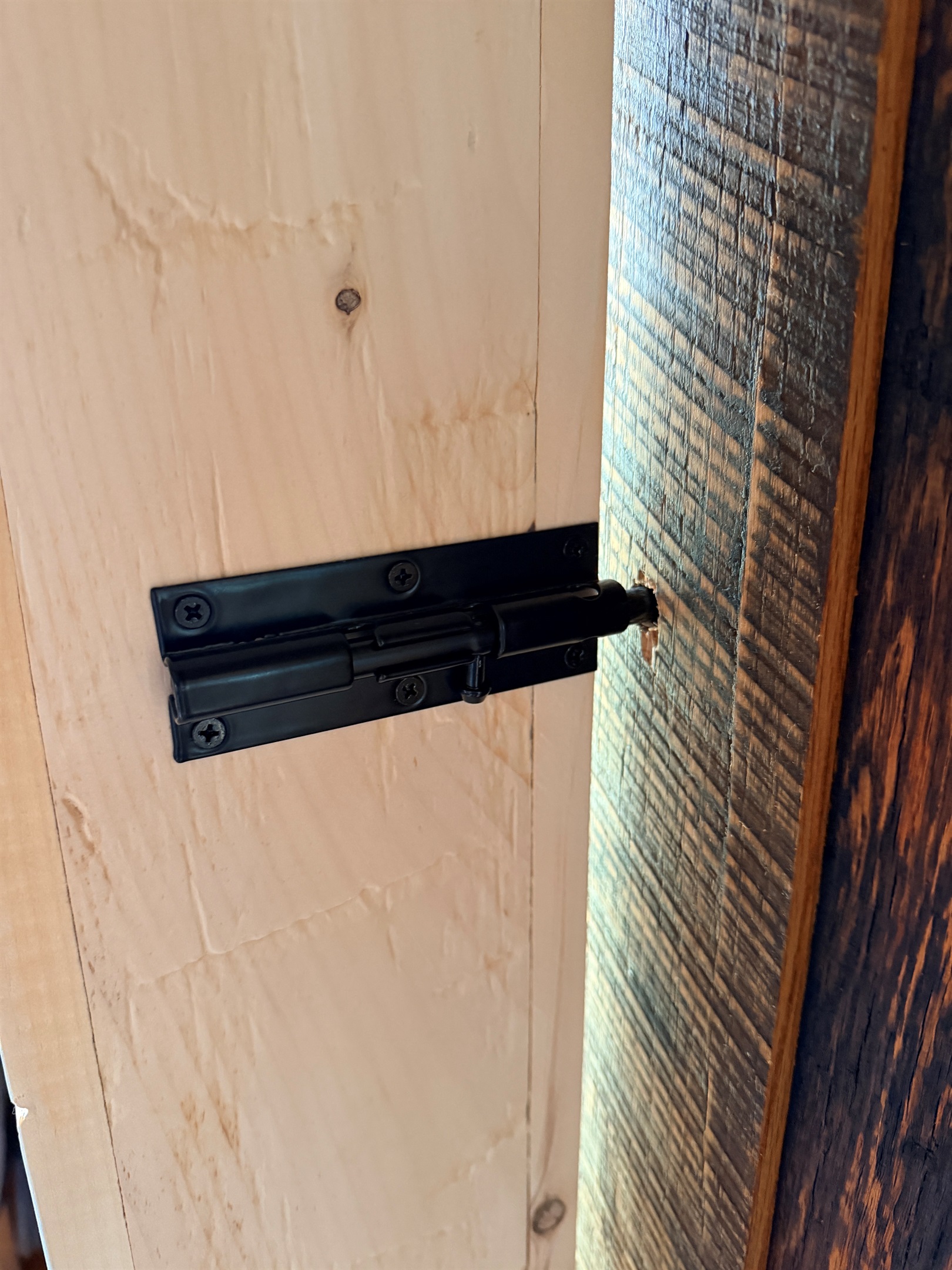 A secure interior latch allows guests to lock the sliding barn door from inside the tent, adding extra privacy and security throughout your stay.