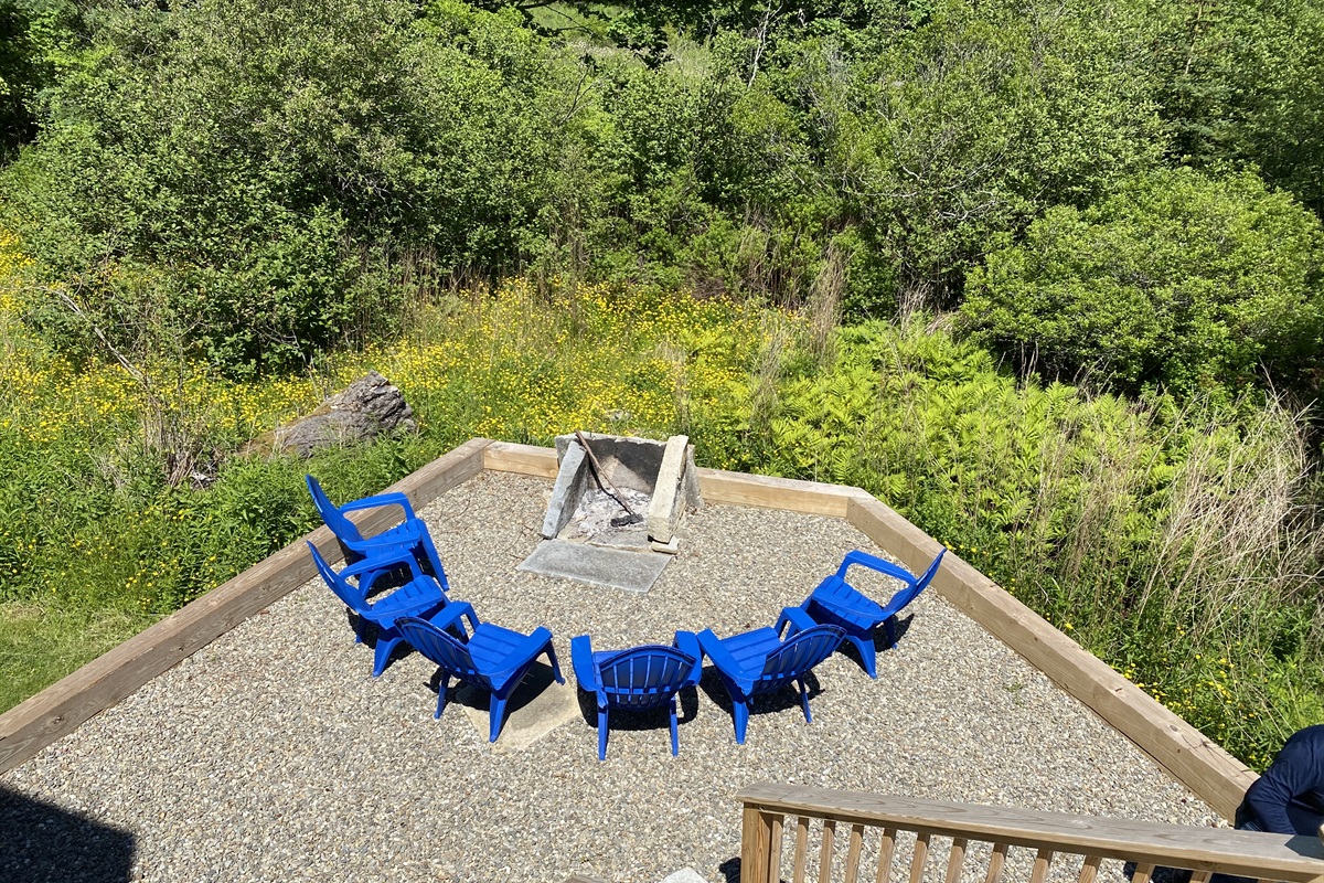 View of shared firepit fro private Loft entrance