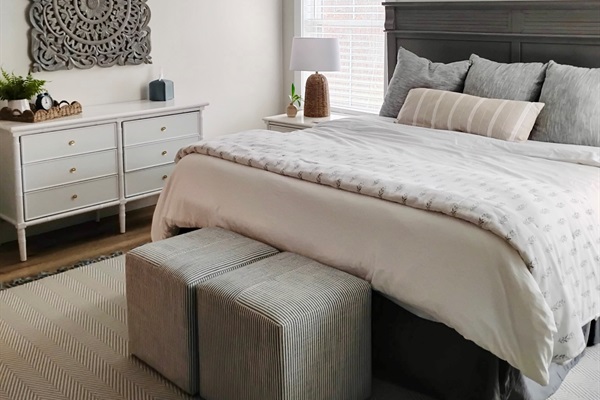 Ultimate Relaxation!  This master features and ensuite and fireplace offering privacy and slow mornings.